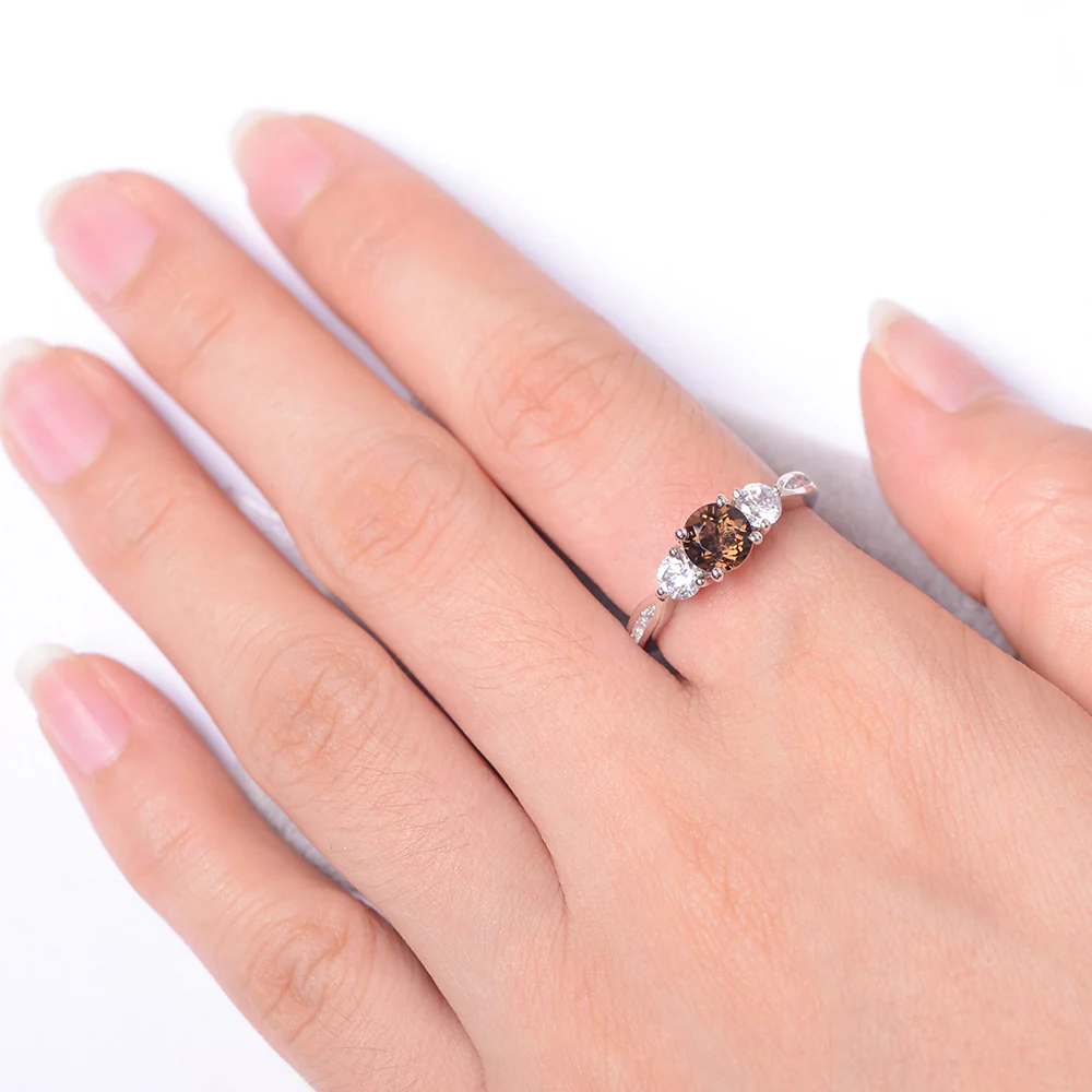 Smoky Quartz Three Stone Engagement Ring - Image 4