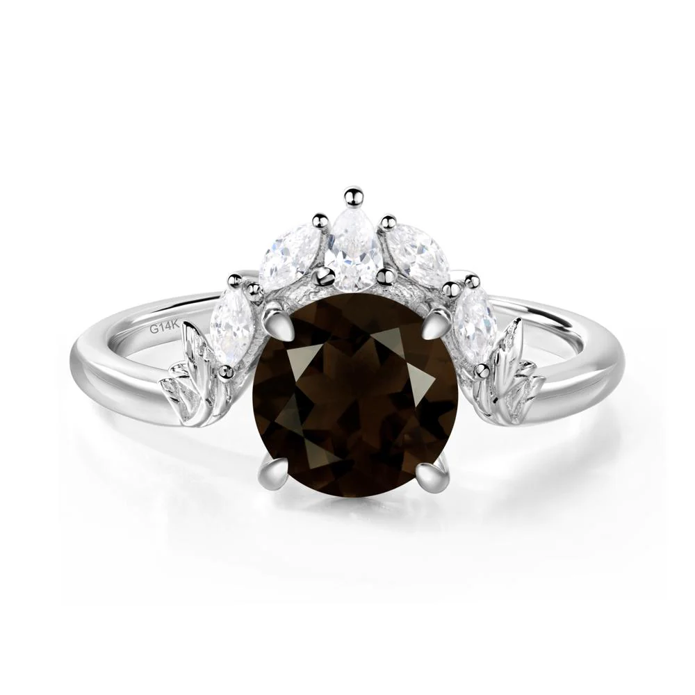 Smoky Quartz Ring with Marquise Side Stone - Image 3