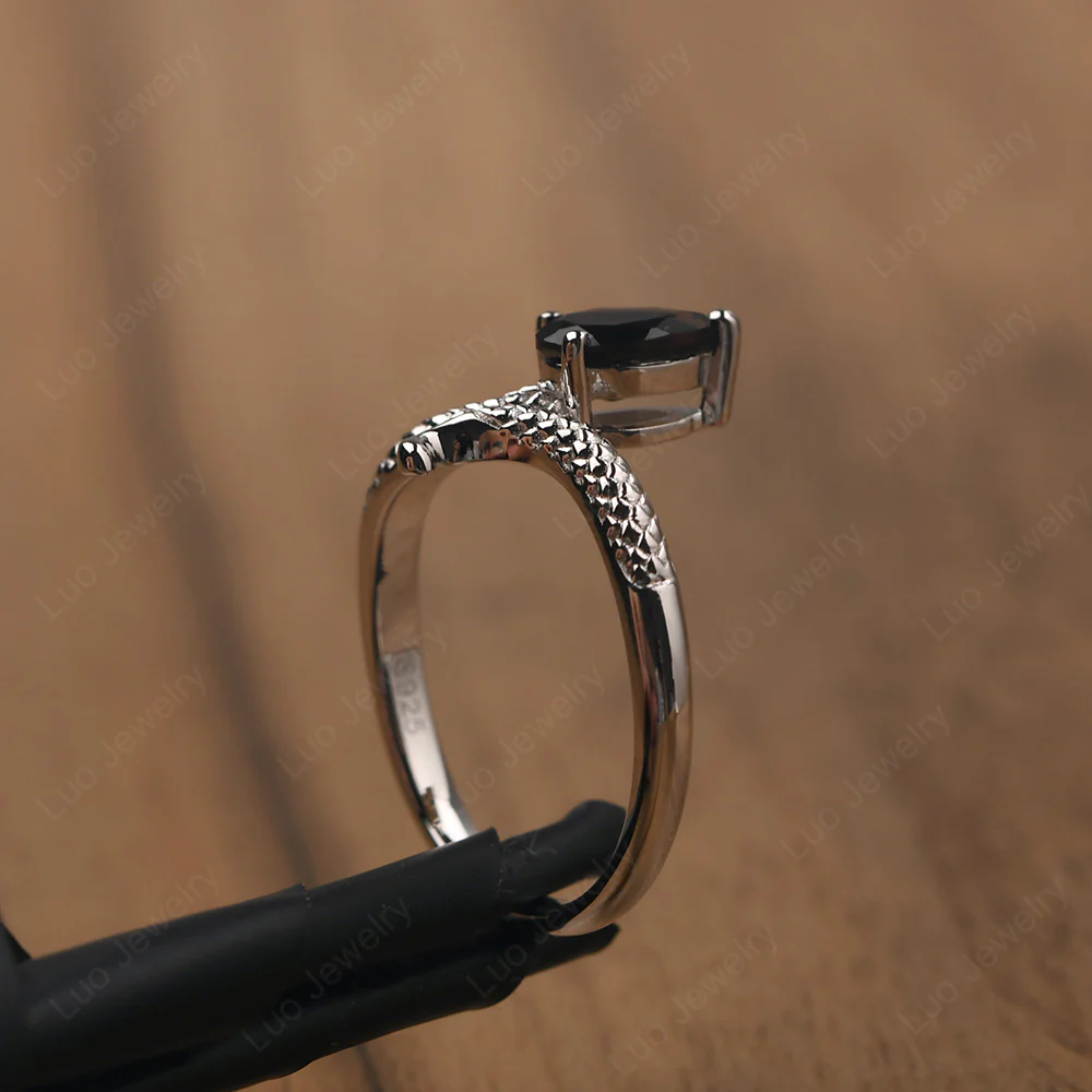 Pear Shaped Smoky Quartz Snake Ring - Image 5