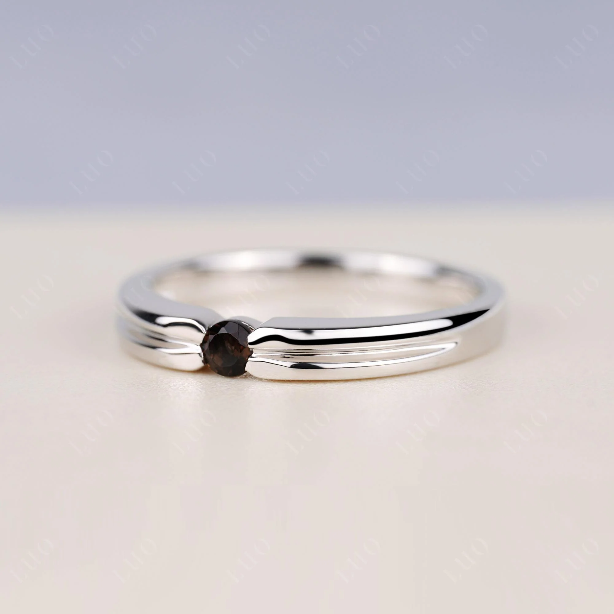 Smoky Quartz Solitaire Band Ring - Image 2