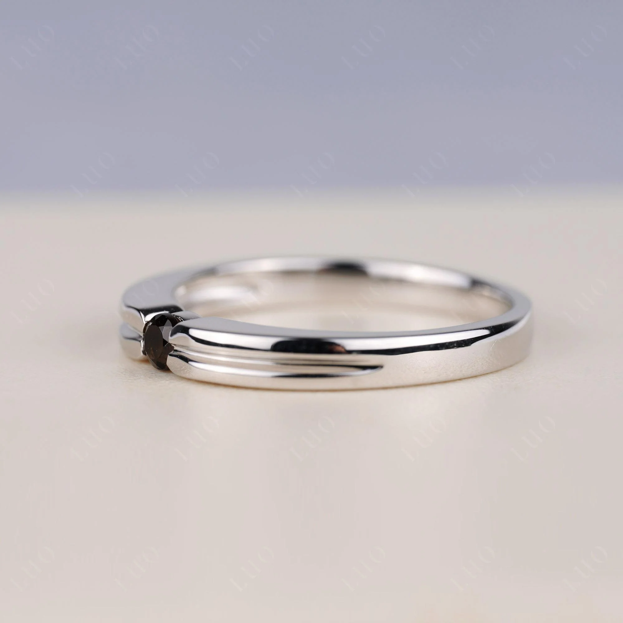 Smoky Quartz Solitaire Band Ring - Image 4