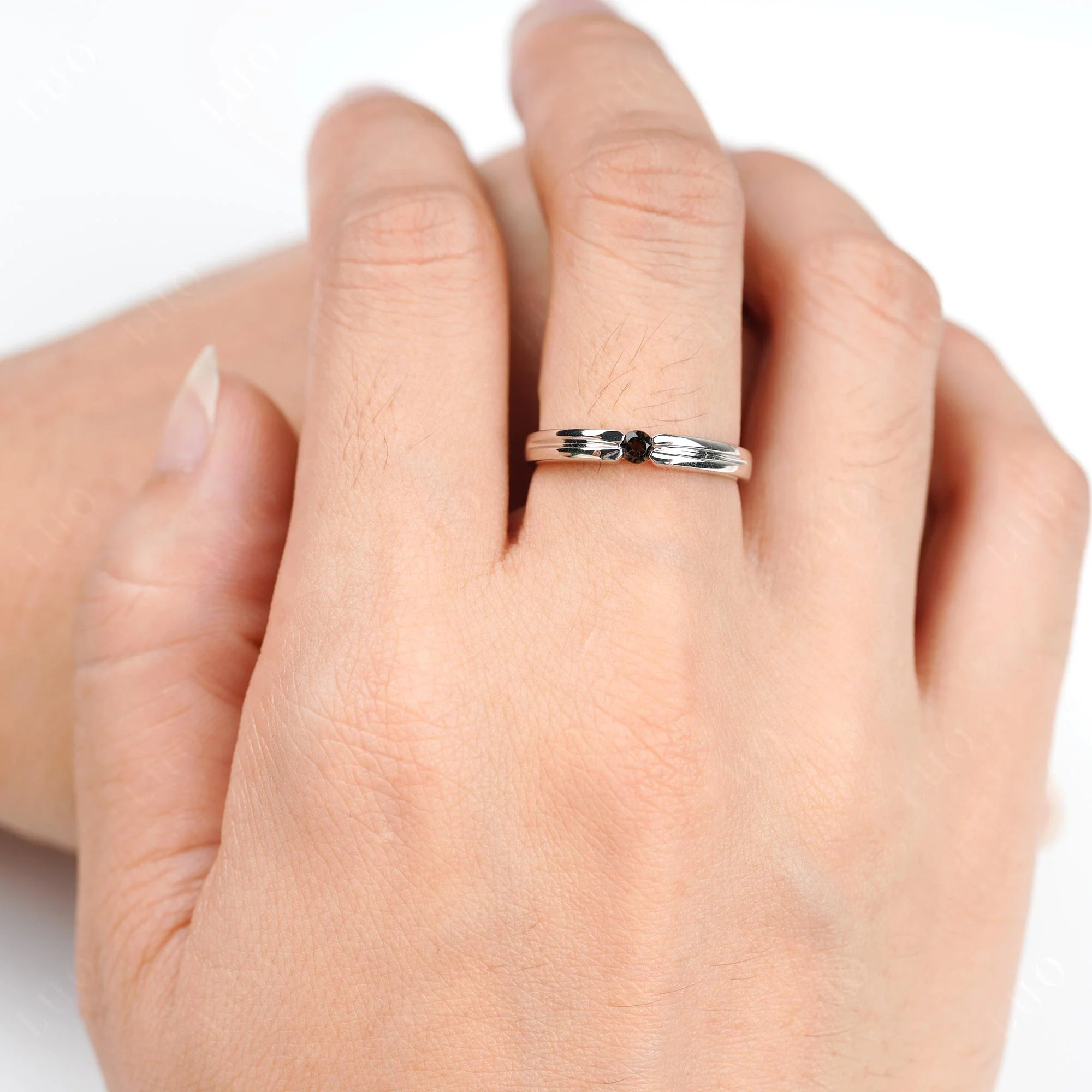 Smoky Quartz Solitaire Band Ring - Image 5