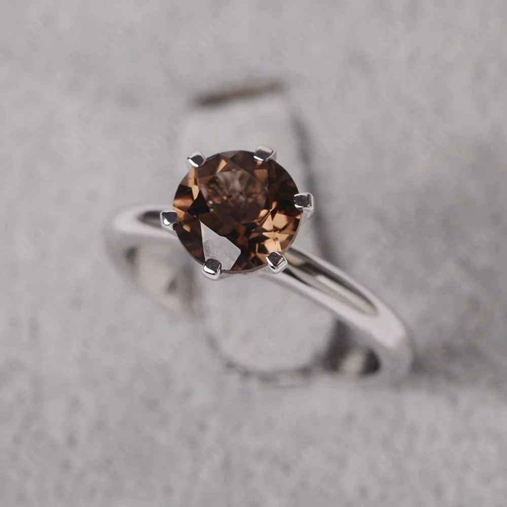 Smoky Quartz Solitaire Engagement Ring - Image 11
