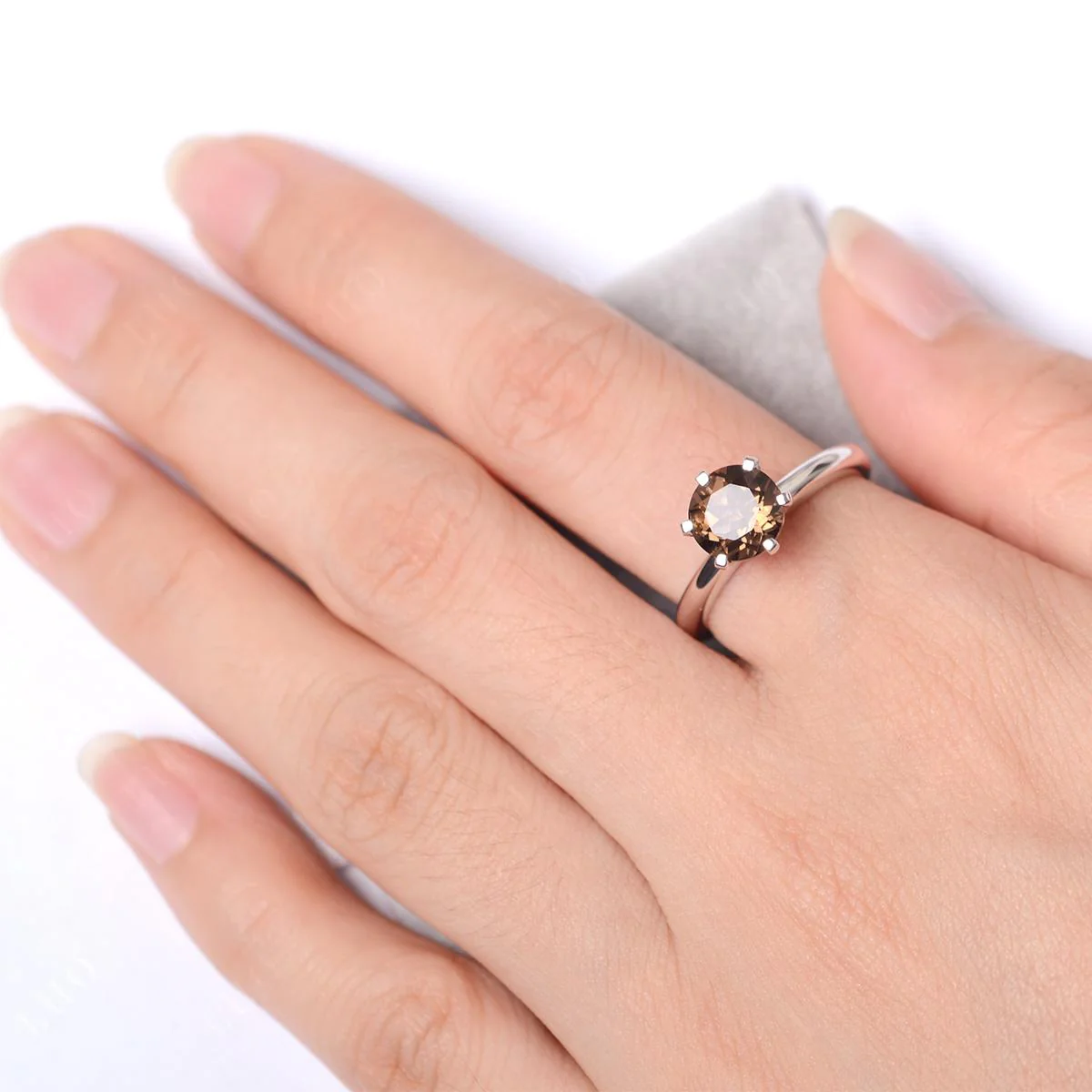 Smoky Quartz Solitaire Engagement Ring - Image 13