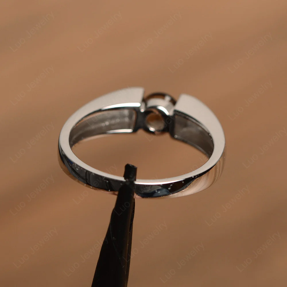 Smoky Quartz Solitaire Wide Band Ring - Image 3
