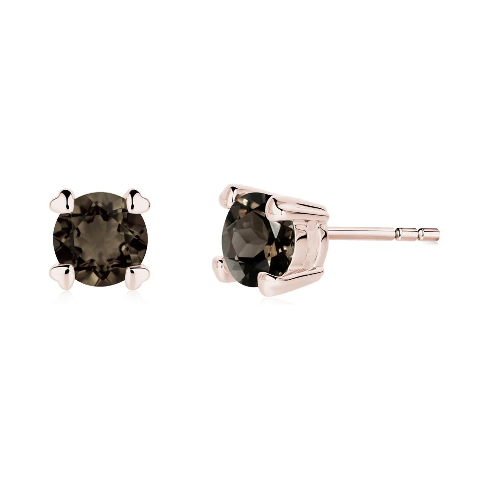 Smoky Quartz Stud Earrings with Heart Prongs - Image 6