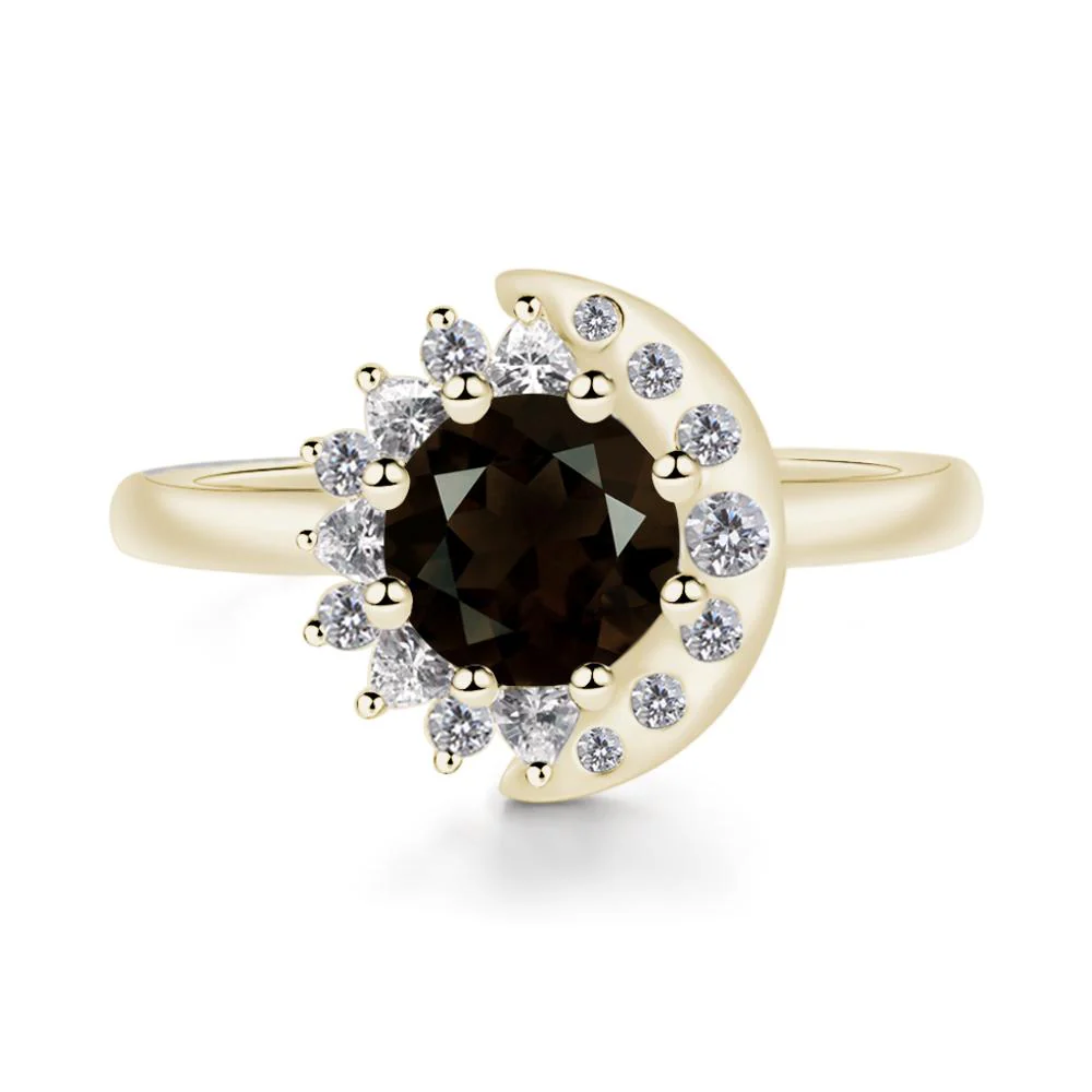 Smoky Quartz Sun and Moon Ring