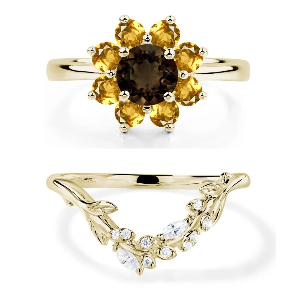 Smoky Quartz Sunflower Engagement Ring - Image 15