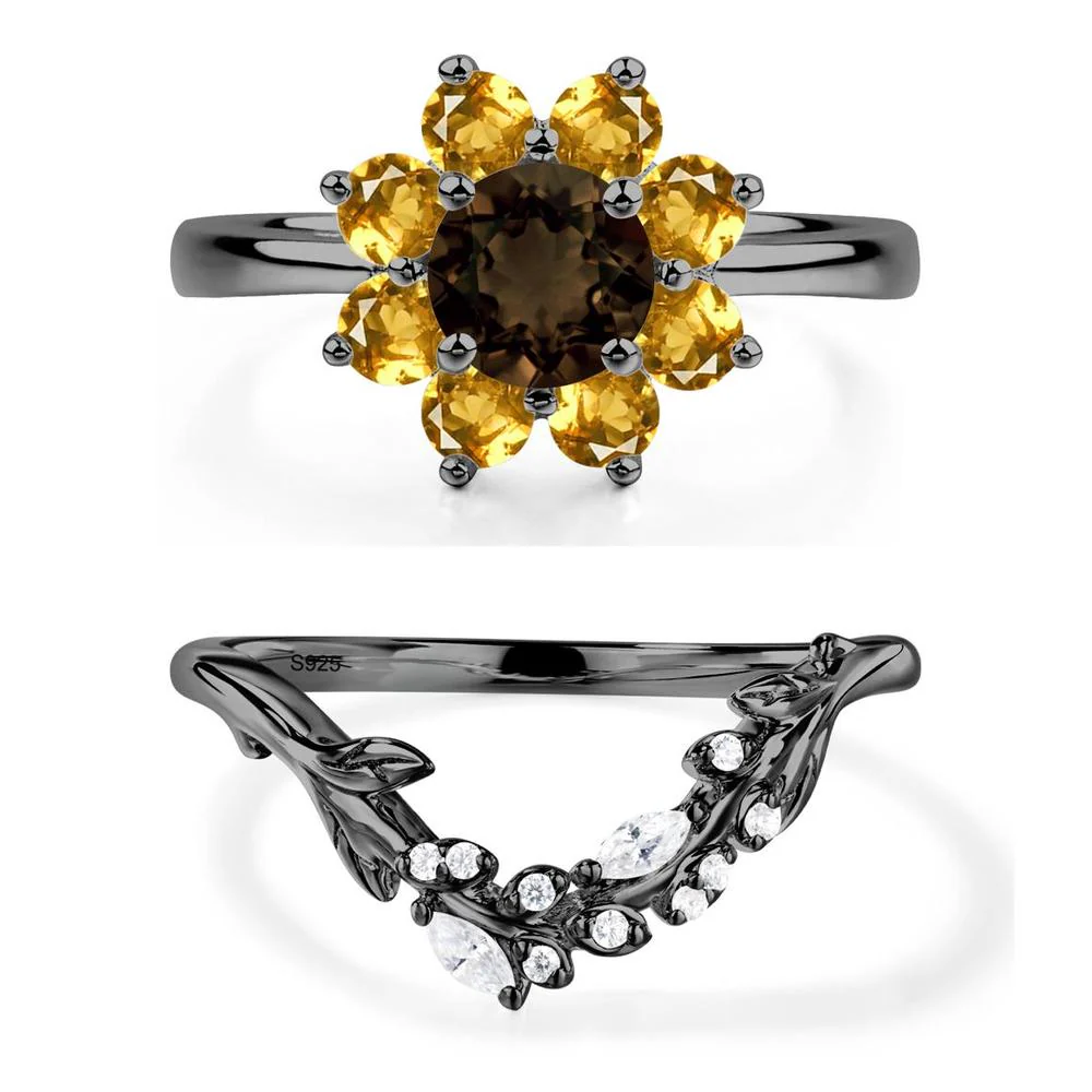 Smoky Quartz Sunflower Engagement Ring - Image 23
