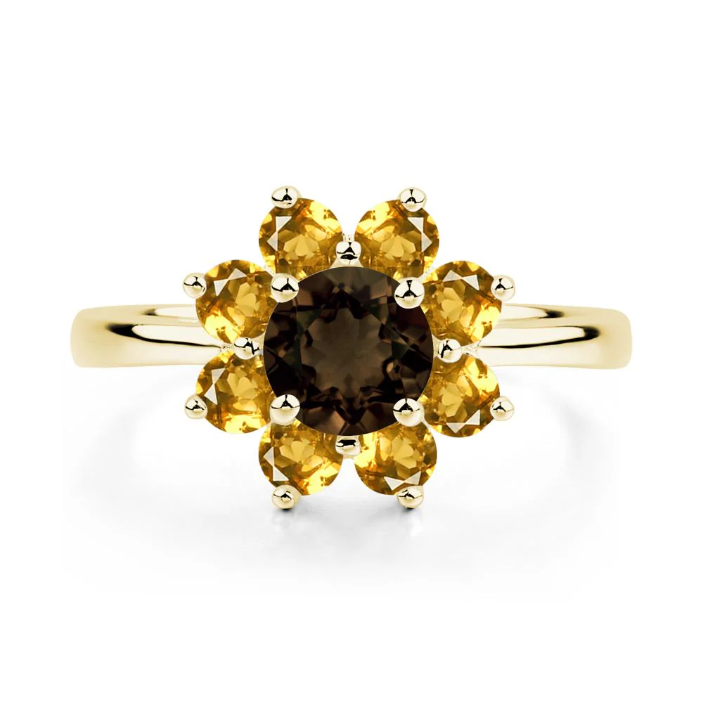 Smoky Quartz Sunflower Engagement Ring - Image 7