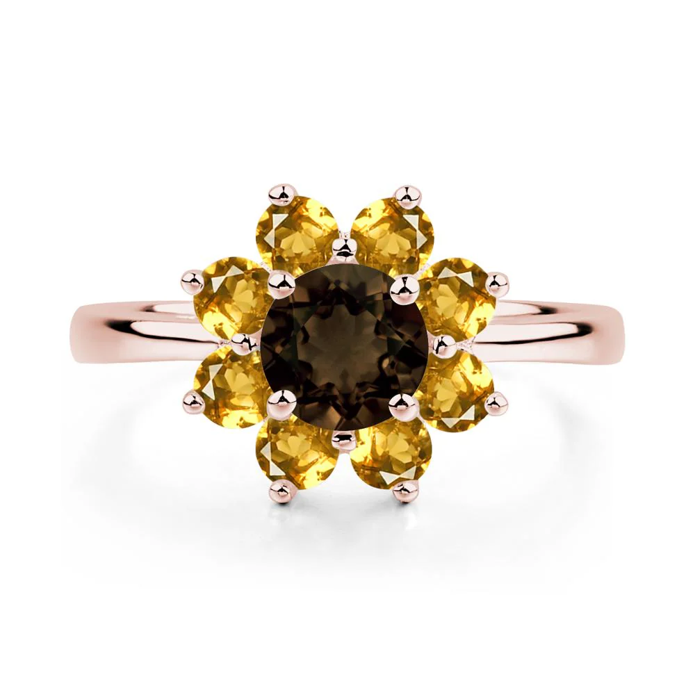 Smoky Quartz Sunflower Engagement Ring - Image 8