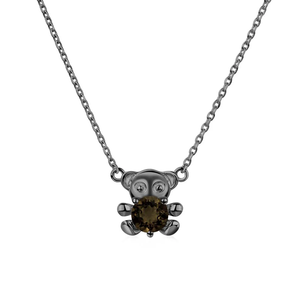 Smoky Quartz Teddy Bear Necklace