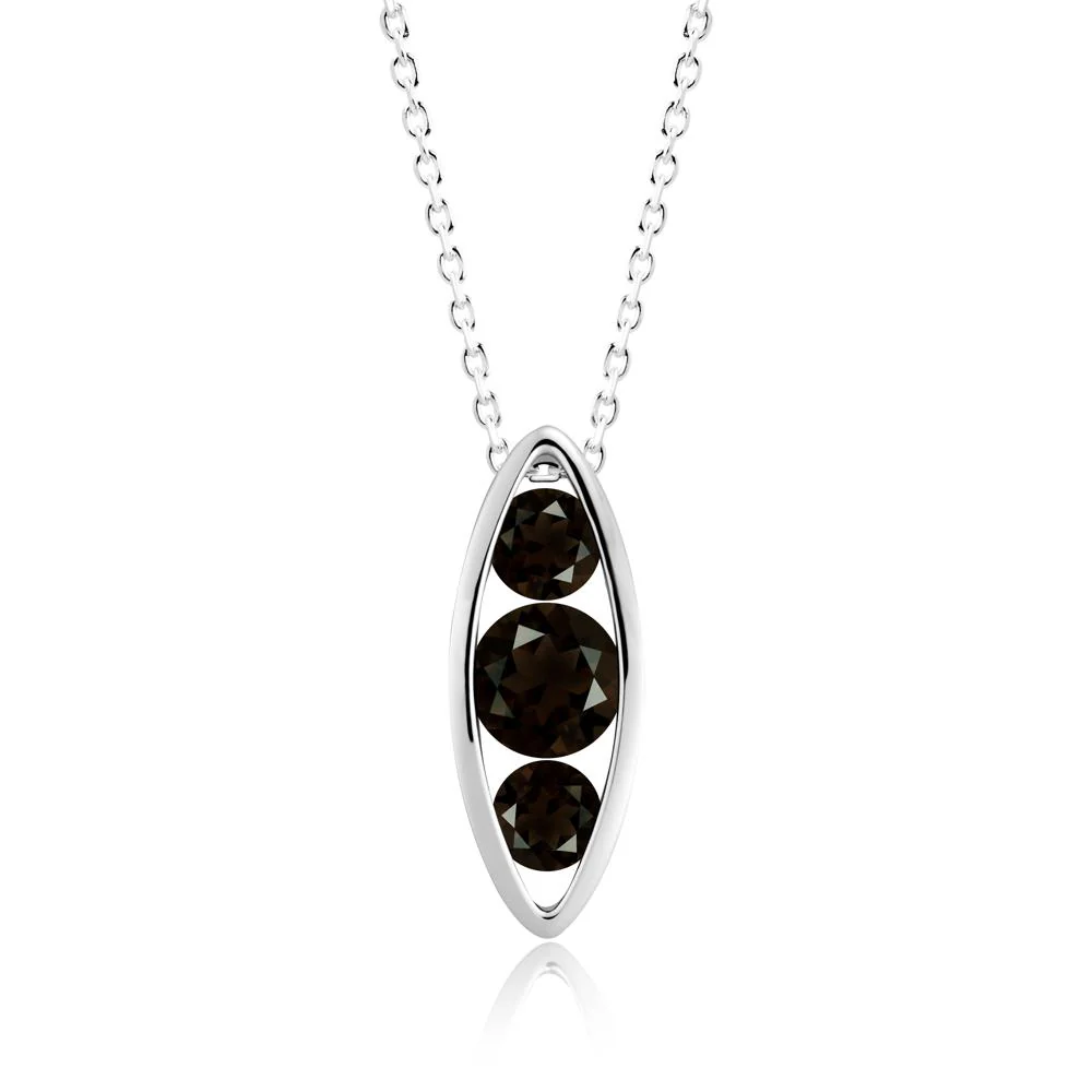 Smoky Quartz Three-Stone Marquise Pendant Necklace - Image 2