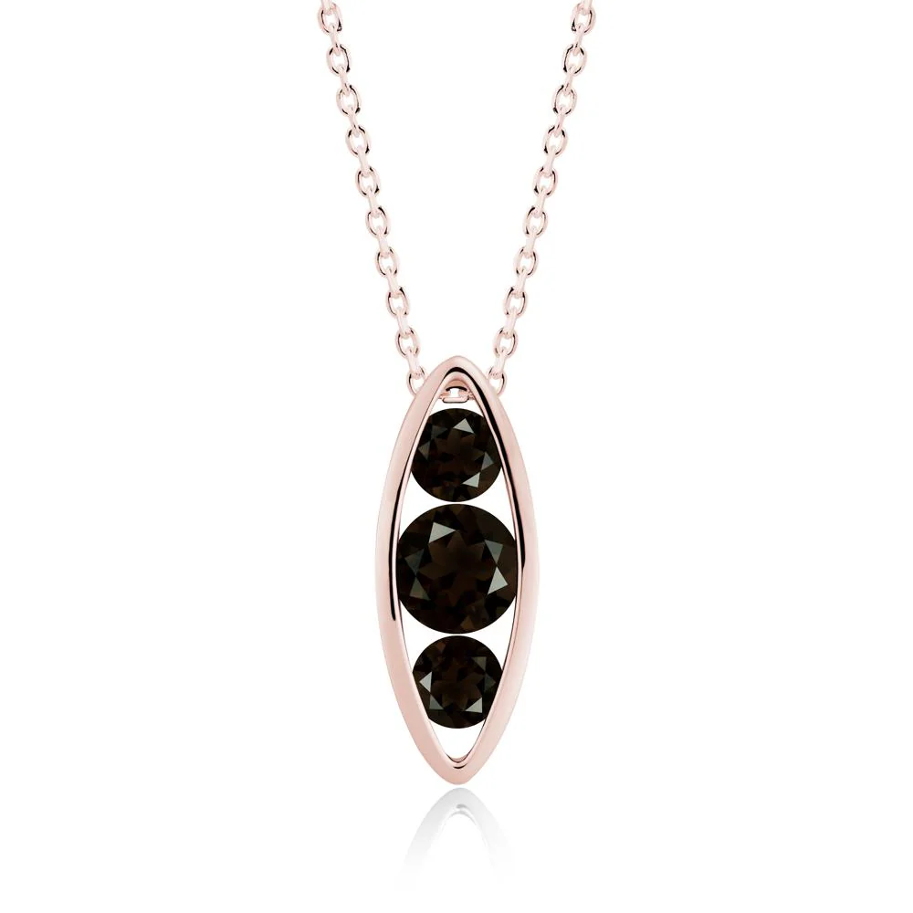 Smoky Quartz Three-Stone Marquise Pendant Necklace - Image 5
