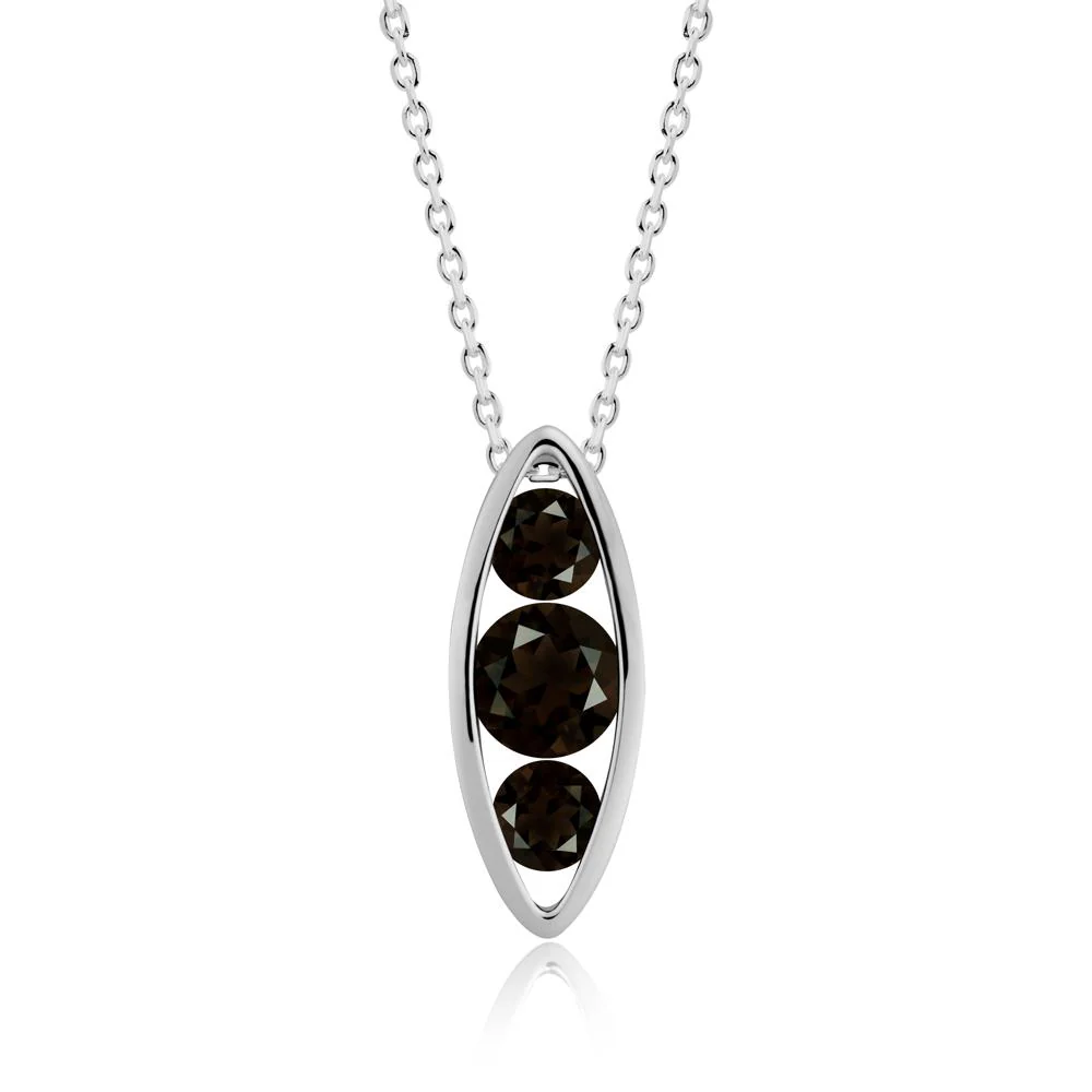 Smoky Quartz Three-Stone Marquise Pendant Necklace - Image 7