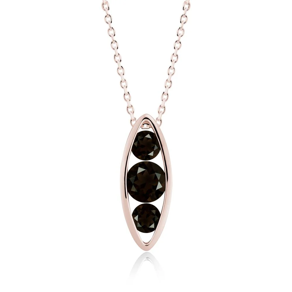 Smoky Quartz Three-Stone Marquise Pendant Necklace - Image 8
