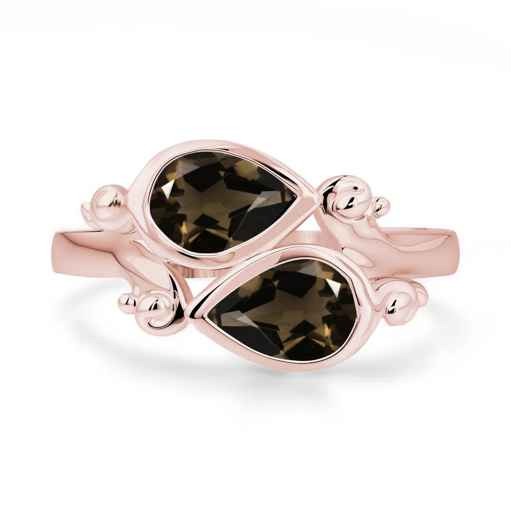 Smoky Quartz Two Stone Bezel Set Ring - Image 3