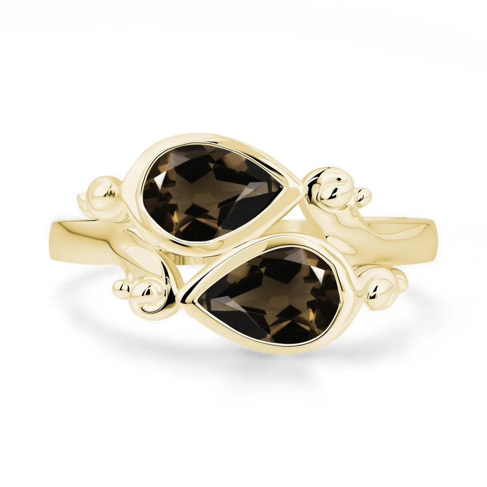 Smoky Quartz Two Stone Bezel Set Ring - Image 9
