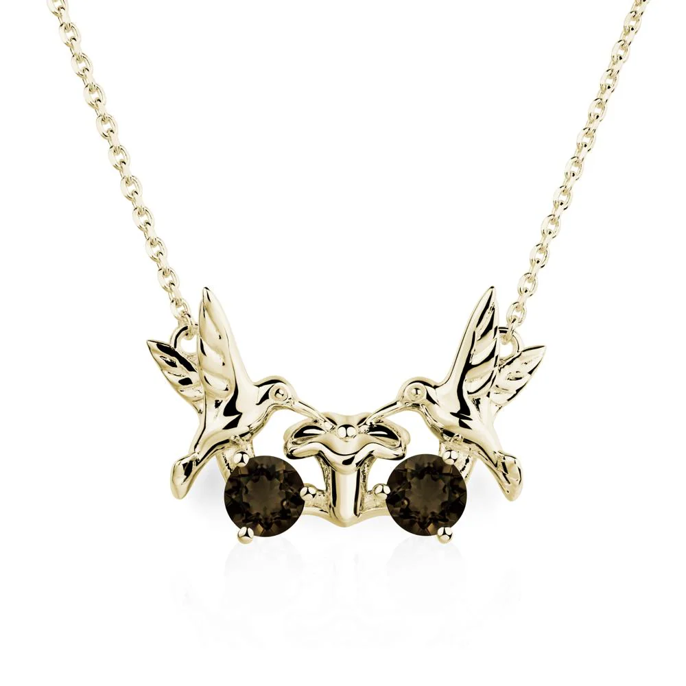 Smoky Quartz Two Stone Hummingbird Necklace - Image 4