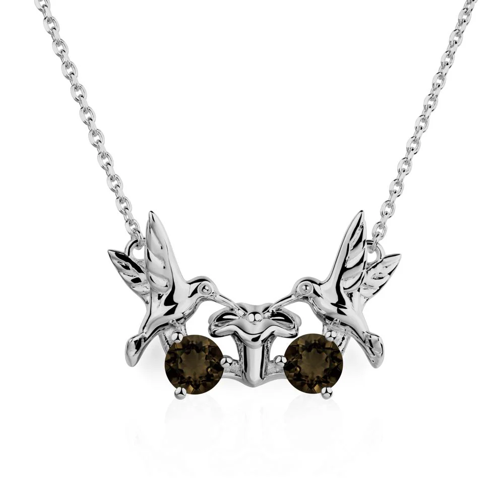 Smoky Quartz Two Stone Hummingbird Necklace - Image 6