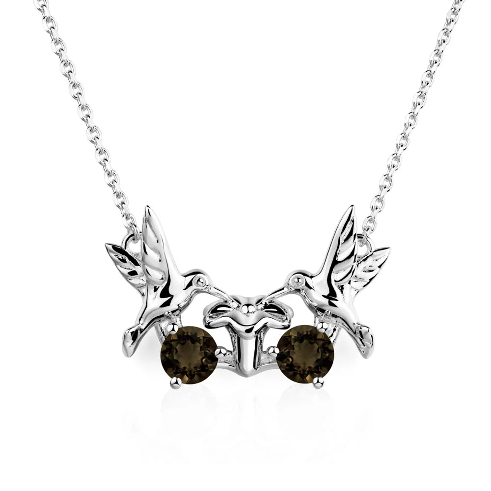 Smoky Quartz Two Stone Hummingbird Necklace - Image 7