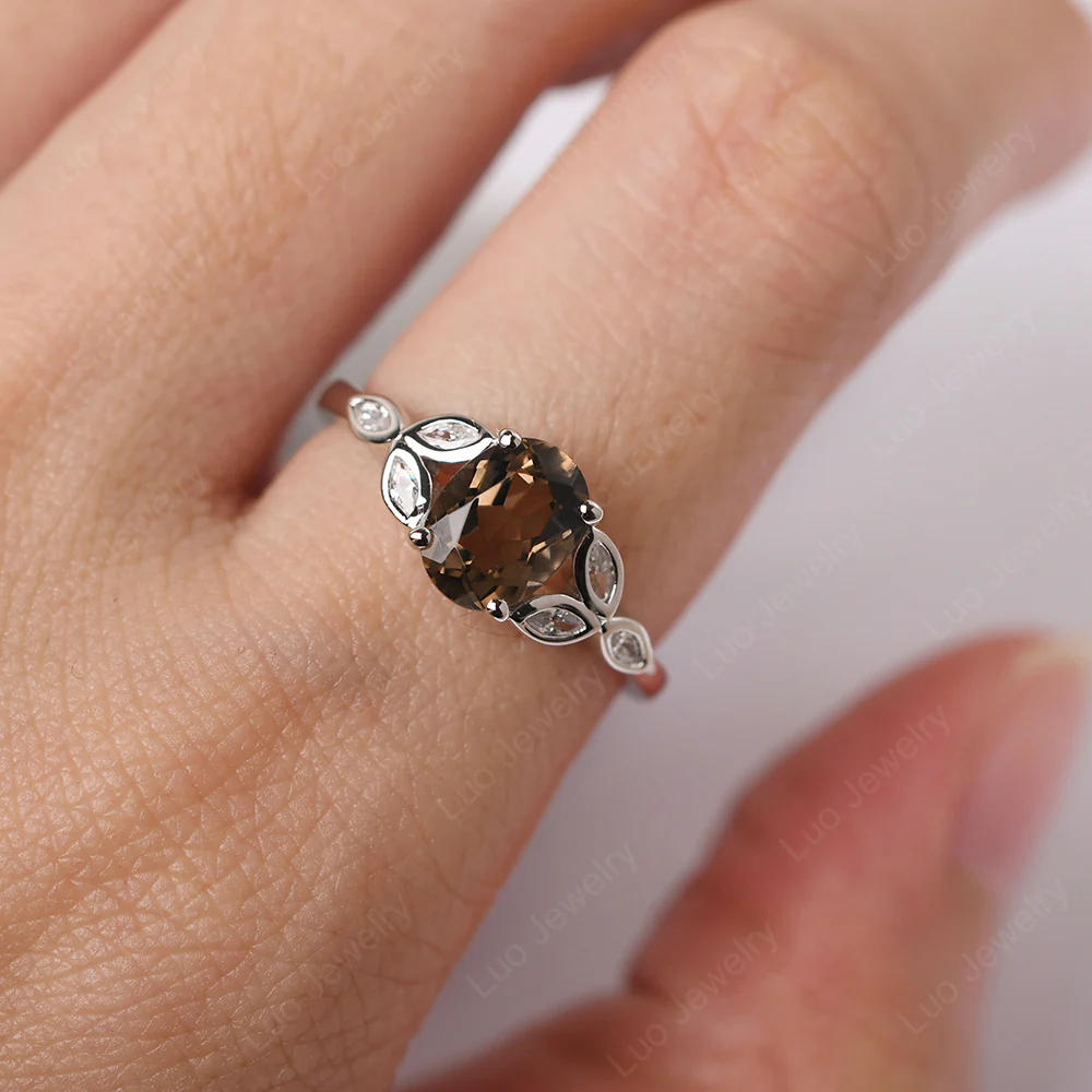 Oval Celtic Smoky Quartz Ring - Image 5