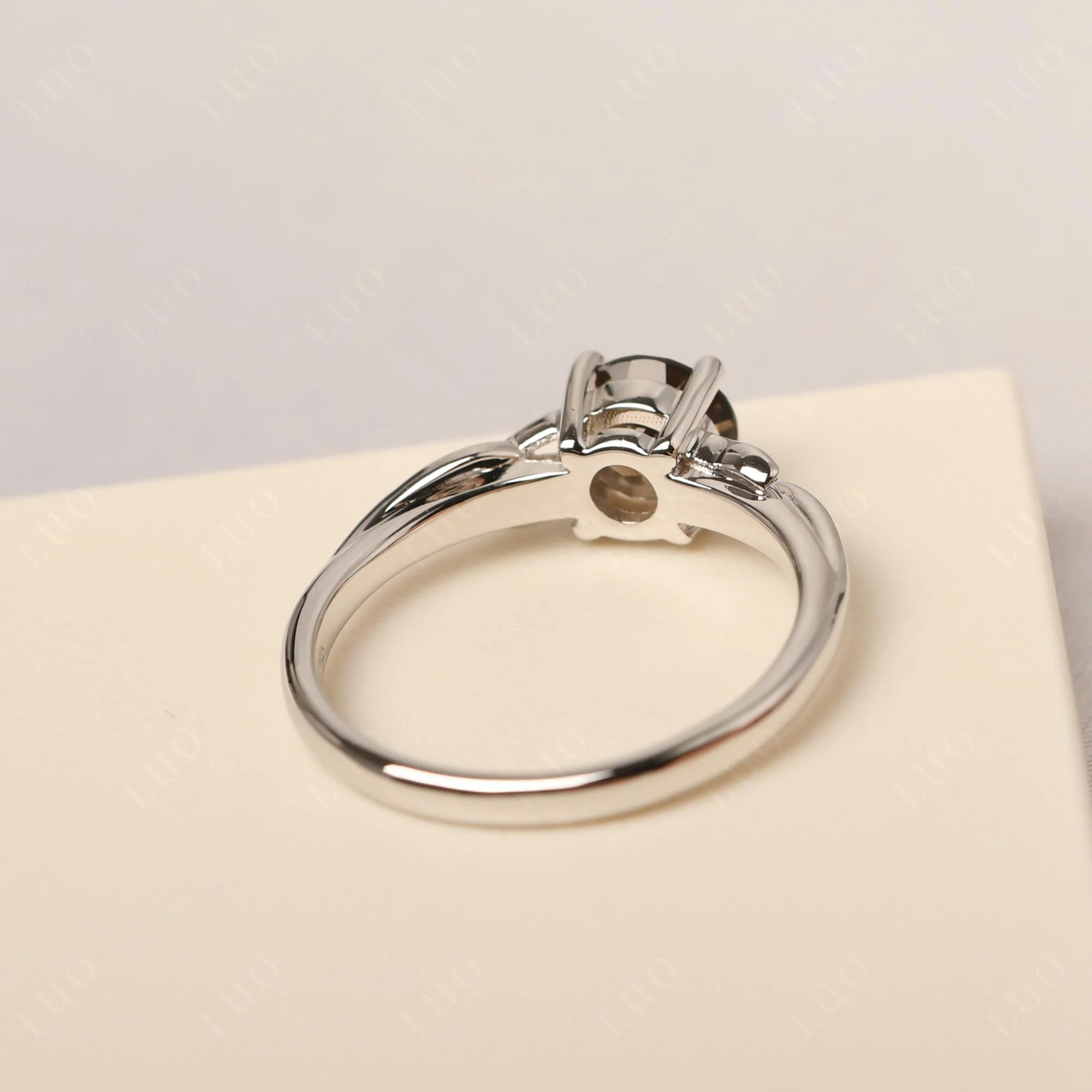 Petite Smoky Quartz Leaf Ring - Image 12