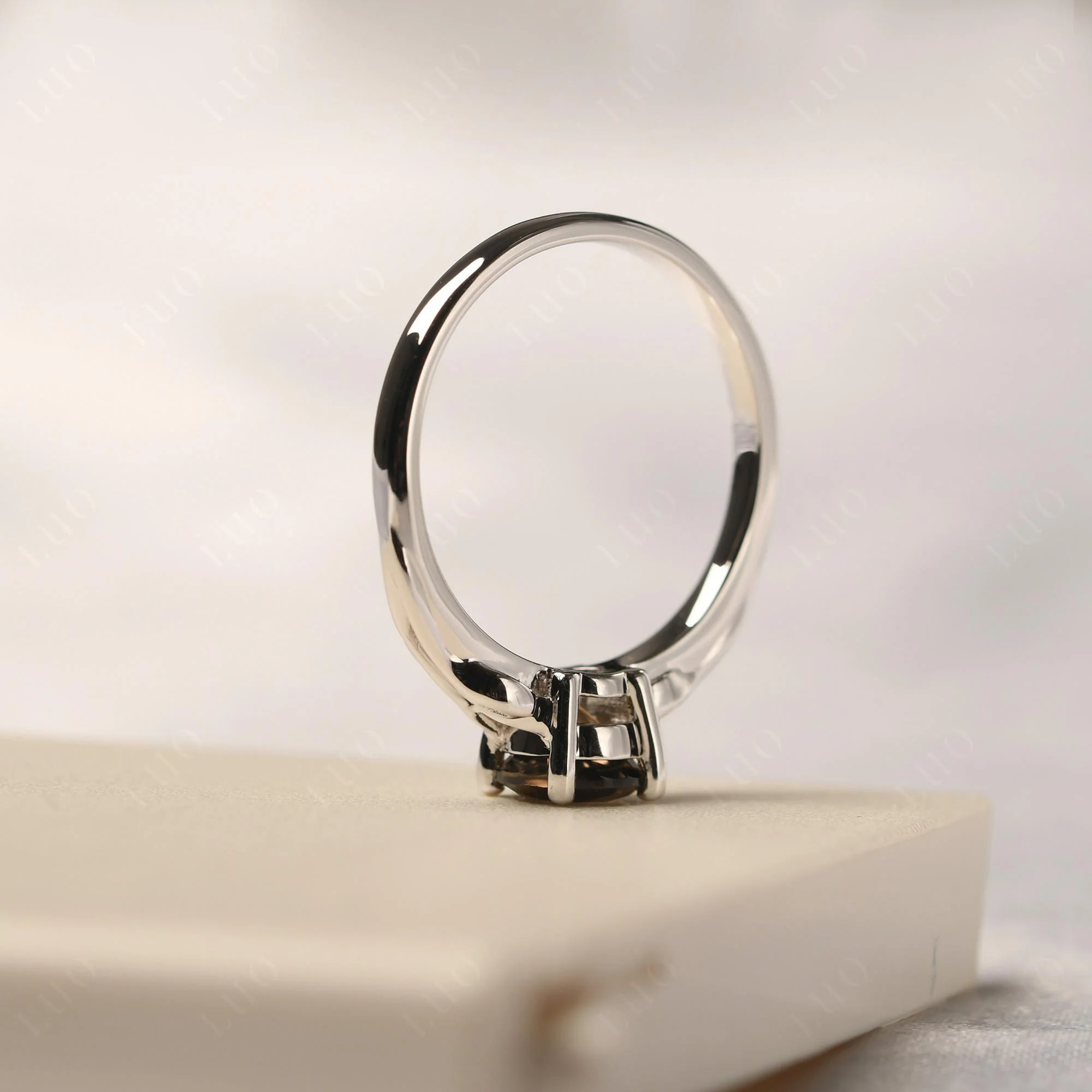 Petite Smoky Quartz Leaf Ring - Image 13