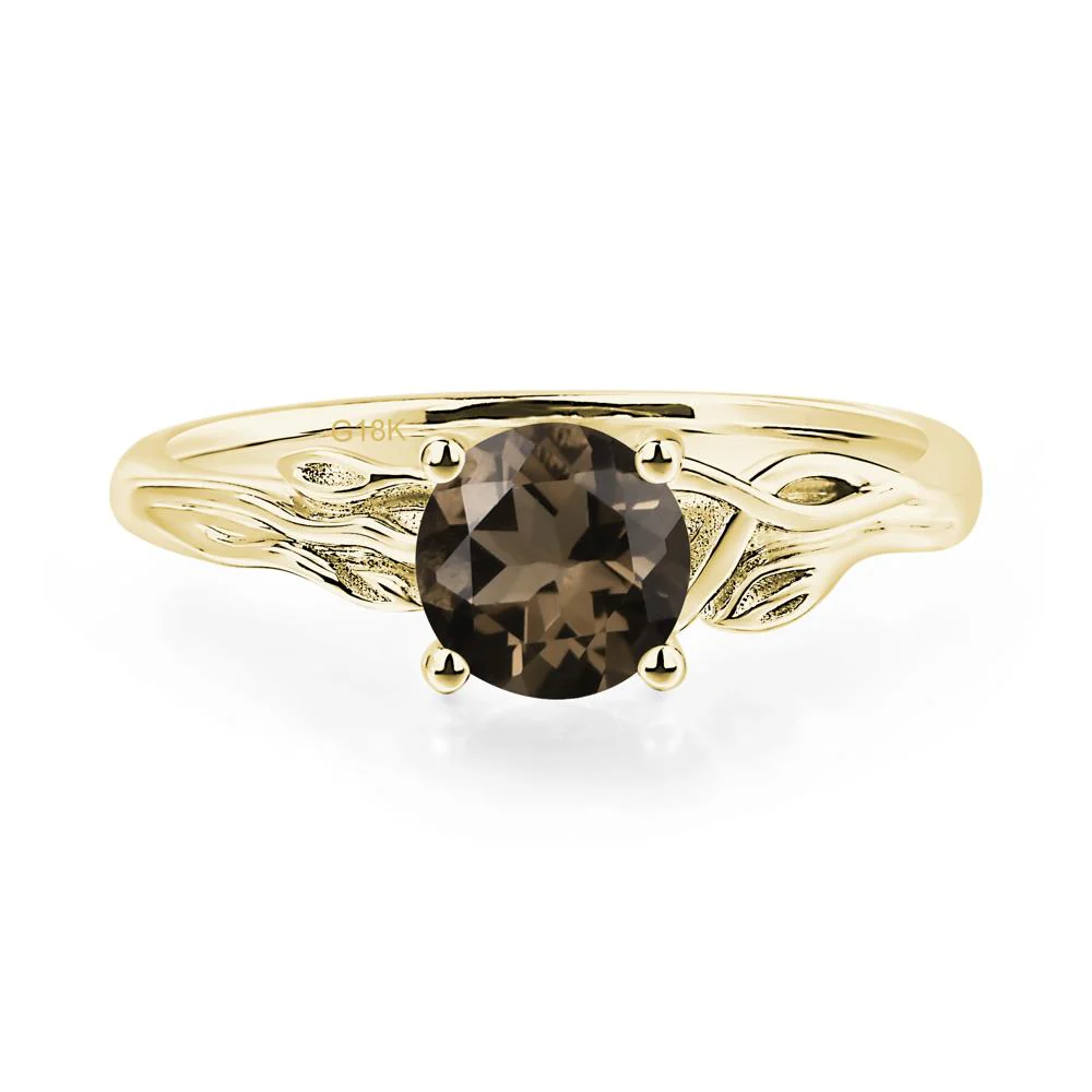 Petite Smoky Quartz Leaf Ring - Image 8