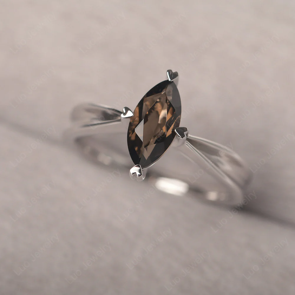 Marquise Smoky Quartz Concave Ring - Image 2