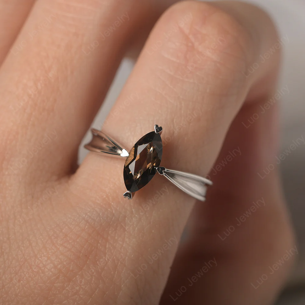 Marquise Smoky Quartz Concave Ring - Image 5