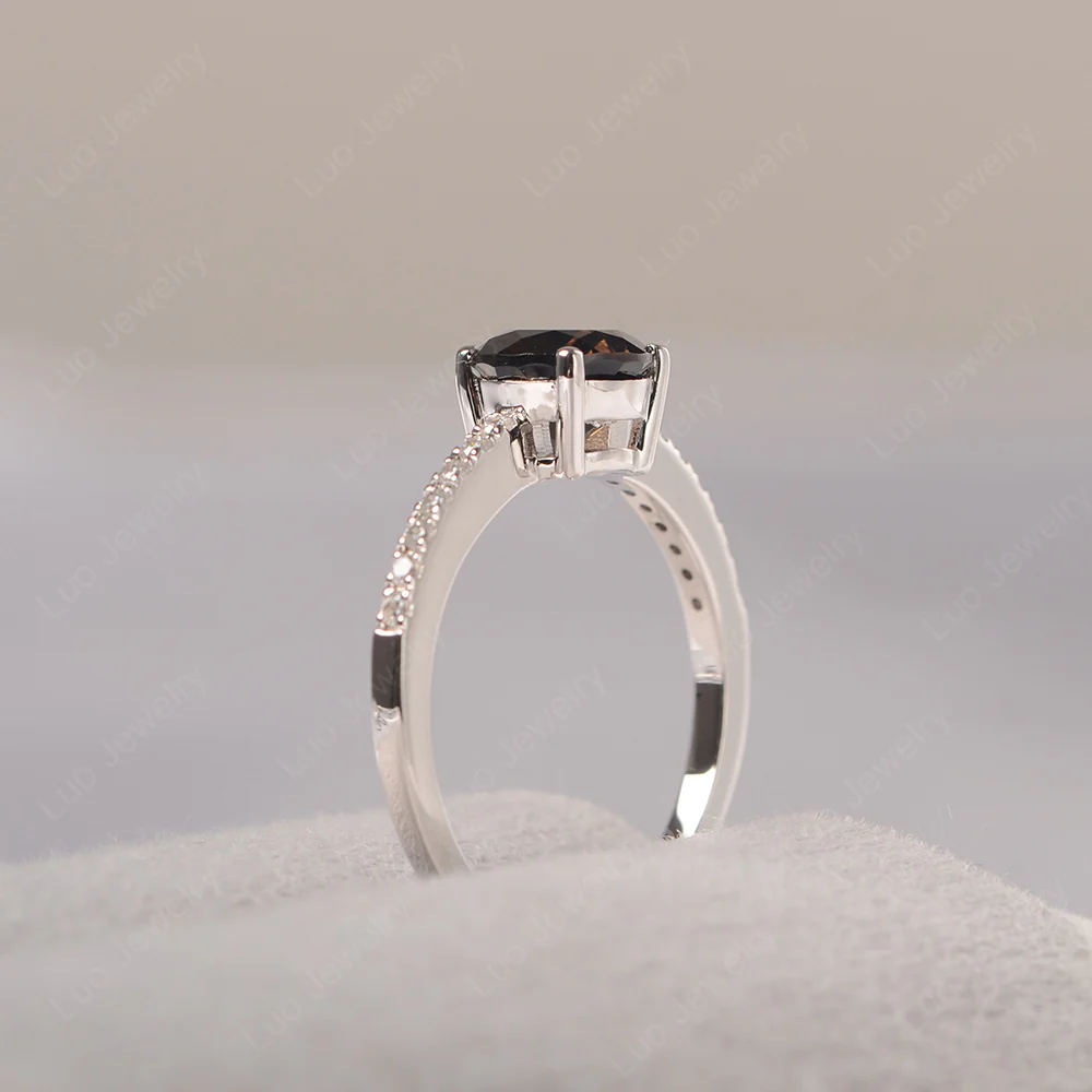Simple Round Smoky Quartz Ring - Image 3
