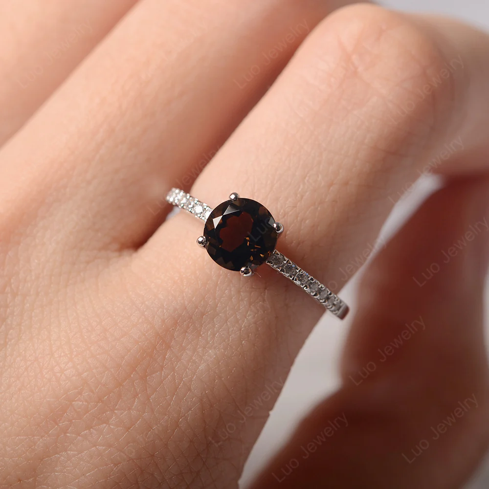 Simple Round Smoky Quartz Ring - Image 5