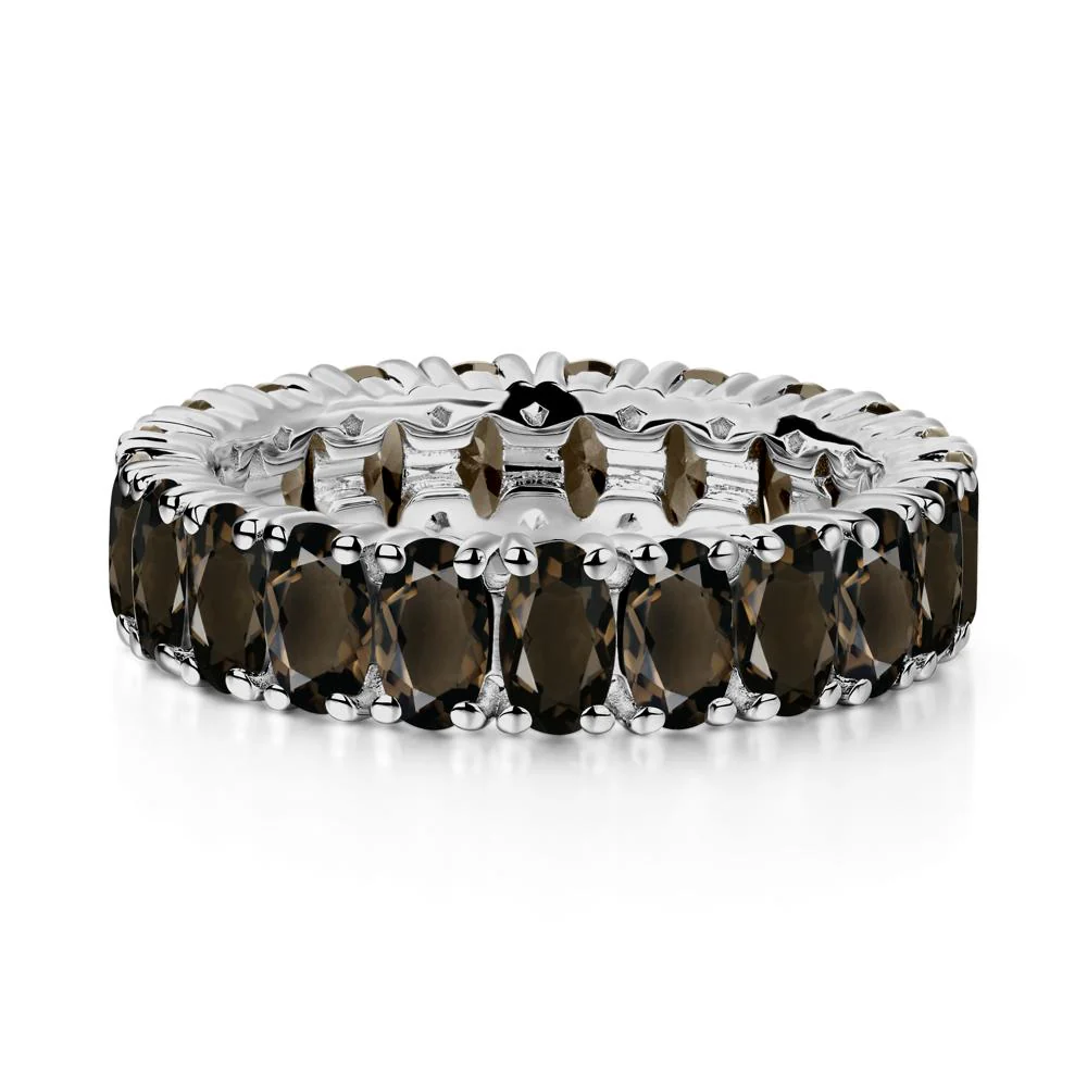 Smoky Quartz Wide Wedding Band Ring - Image 8