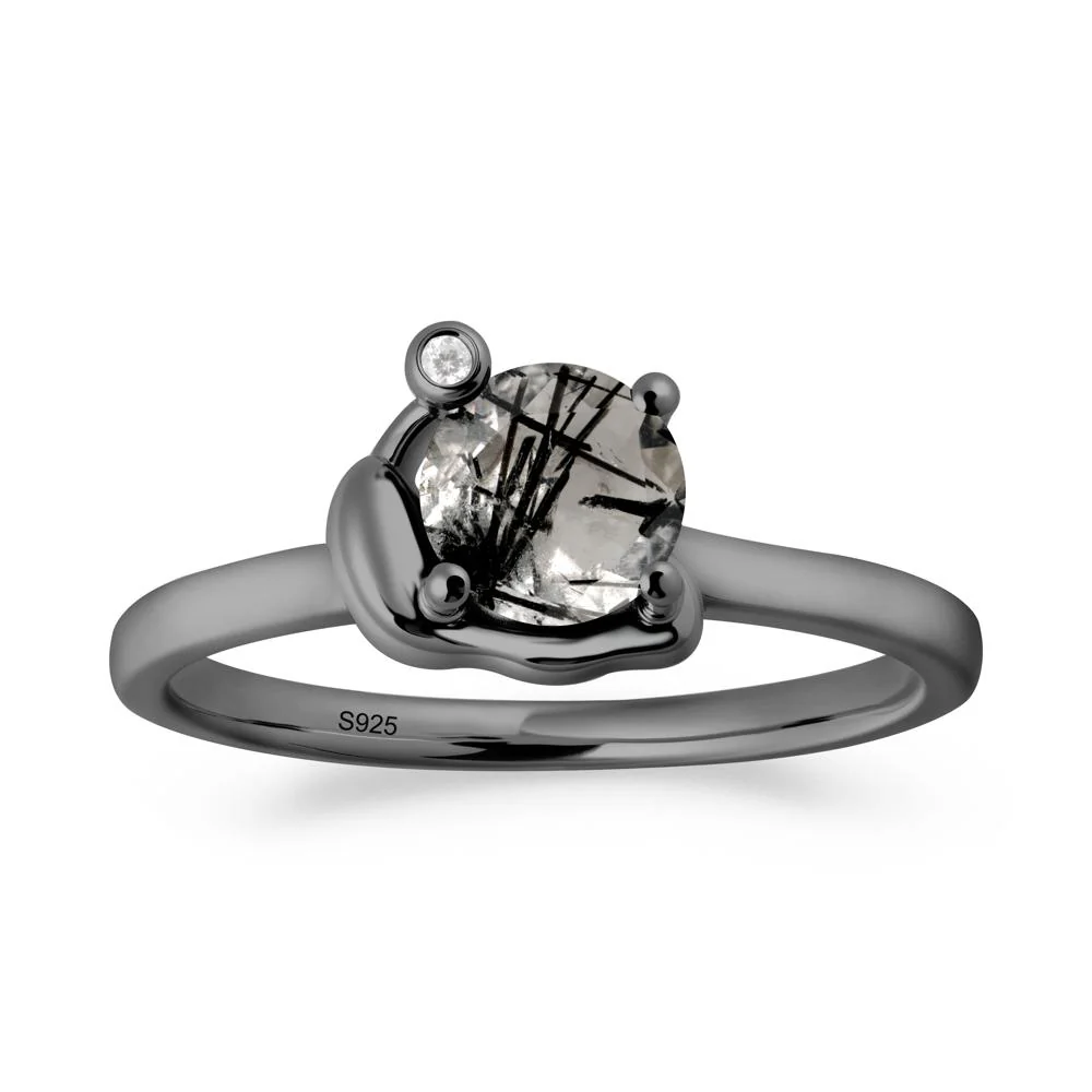 Snail Inspired Black Rutilated Quartz Ring - Image 2
