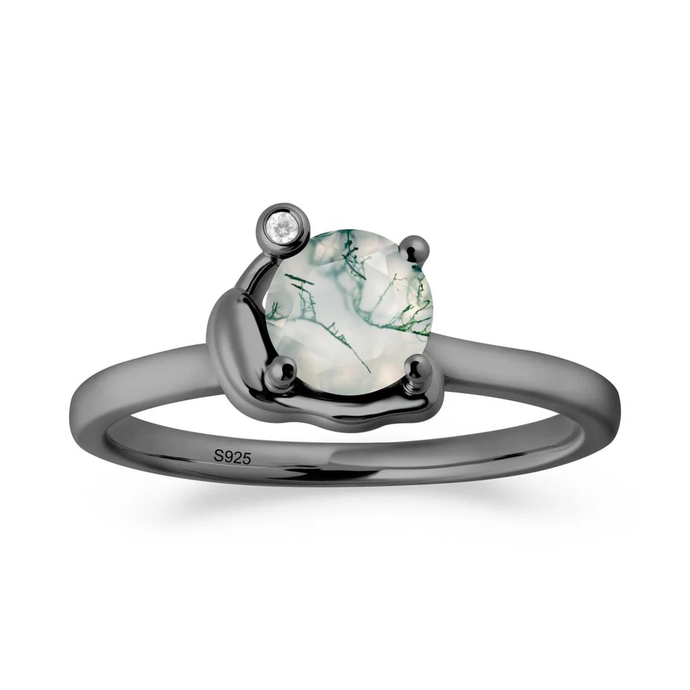 Snail Inspired Moss Agate Ring - Image 2