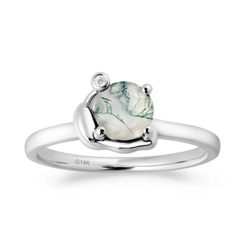 Snail Inspired Moss Agate Ring - Image 5
