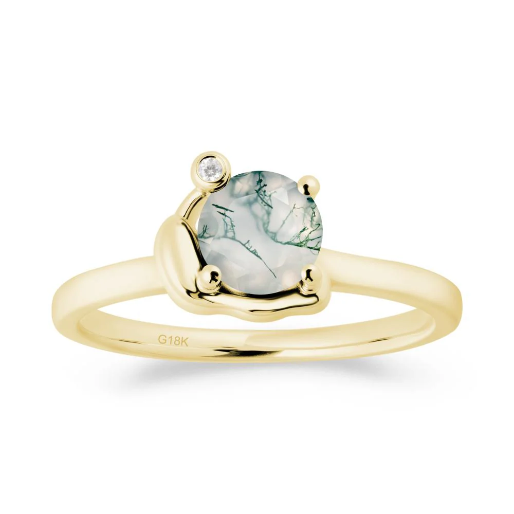 Snail Inspired Moss Agate Ring - Image 8