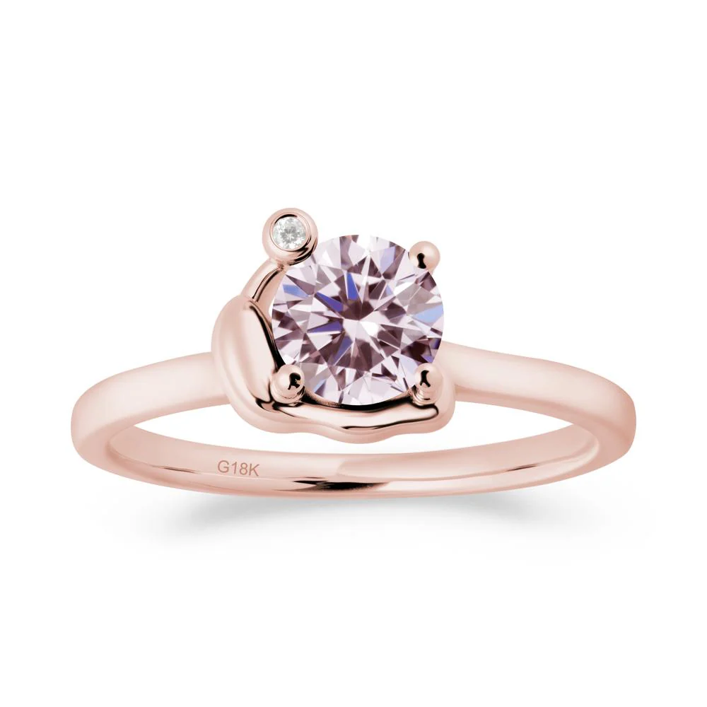 Snail Inspired Pink Cubic Zirconia Ring - Image 3