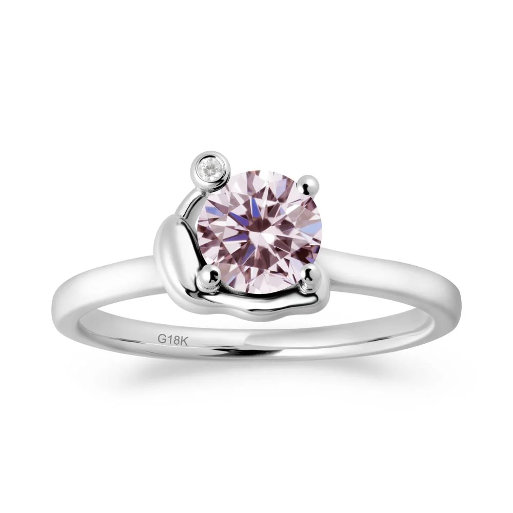 Snail Inspired Pink Cubic Zirconia Ring - Image 8