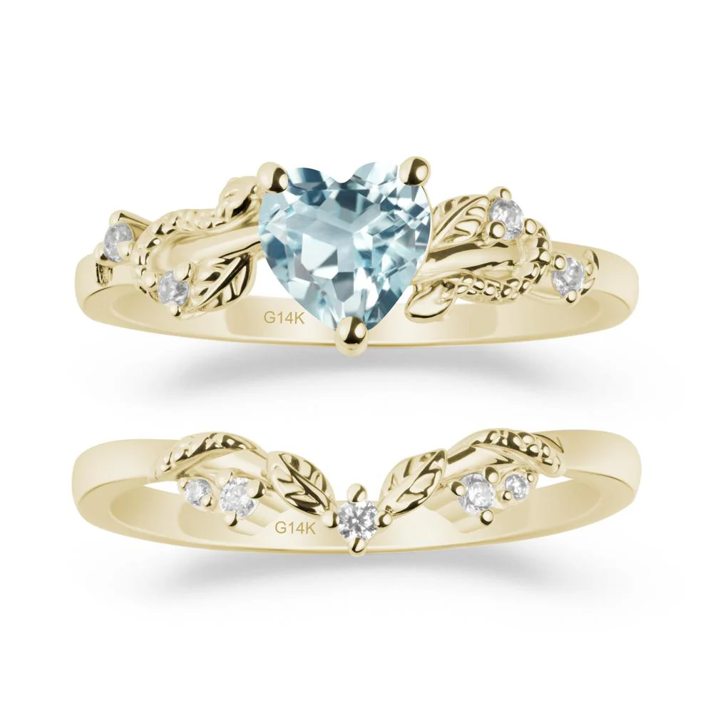 Snake Inspire Aquamarine Wedding Ring Set - Image 3