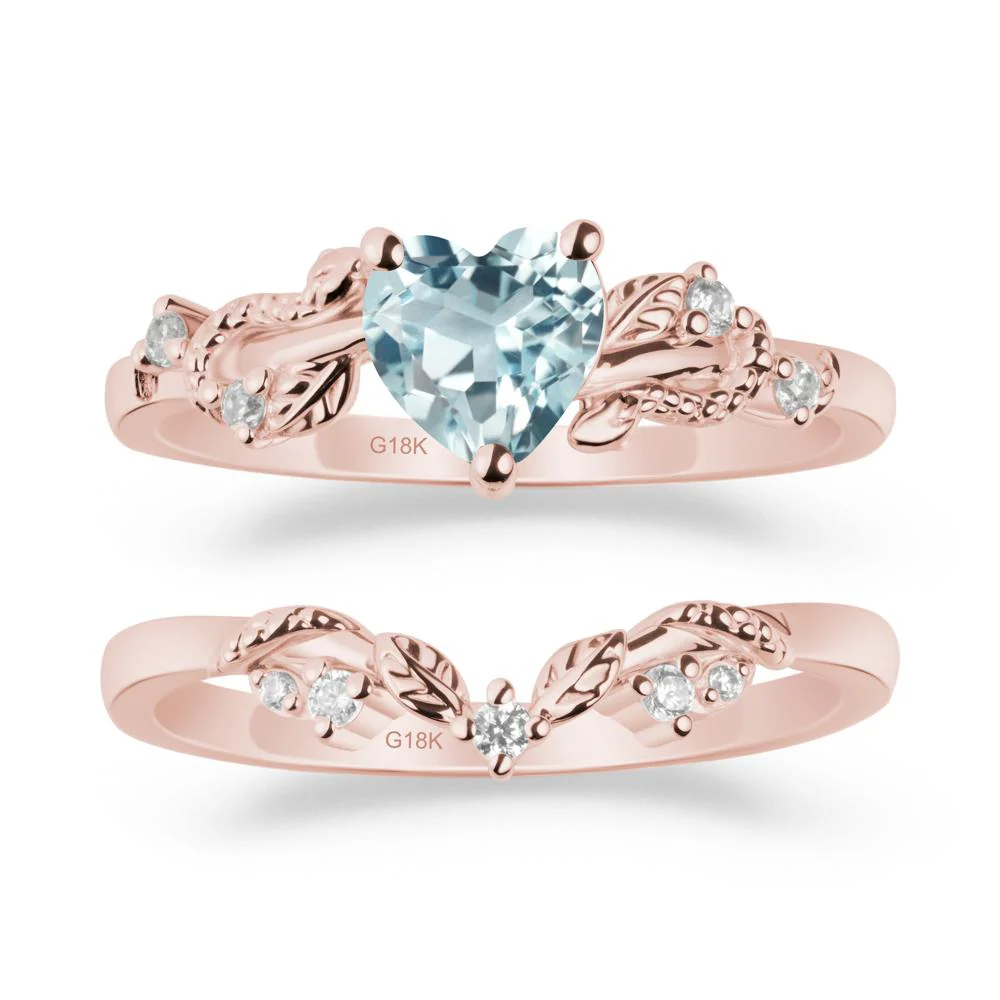 Snake Inspire Aquamarine Wedding Ring Set - Image 4