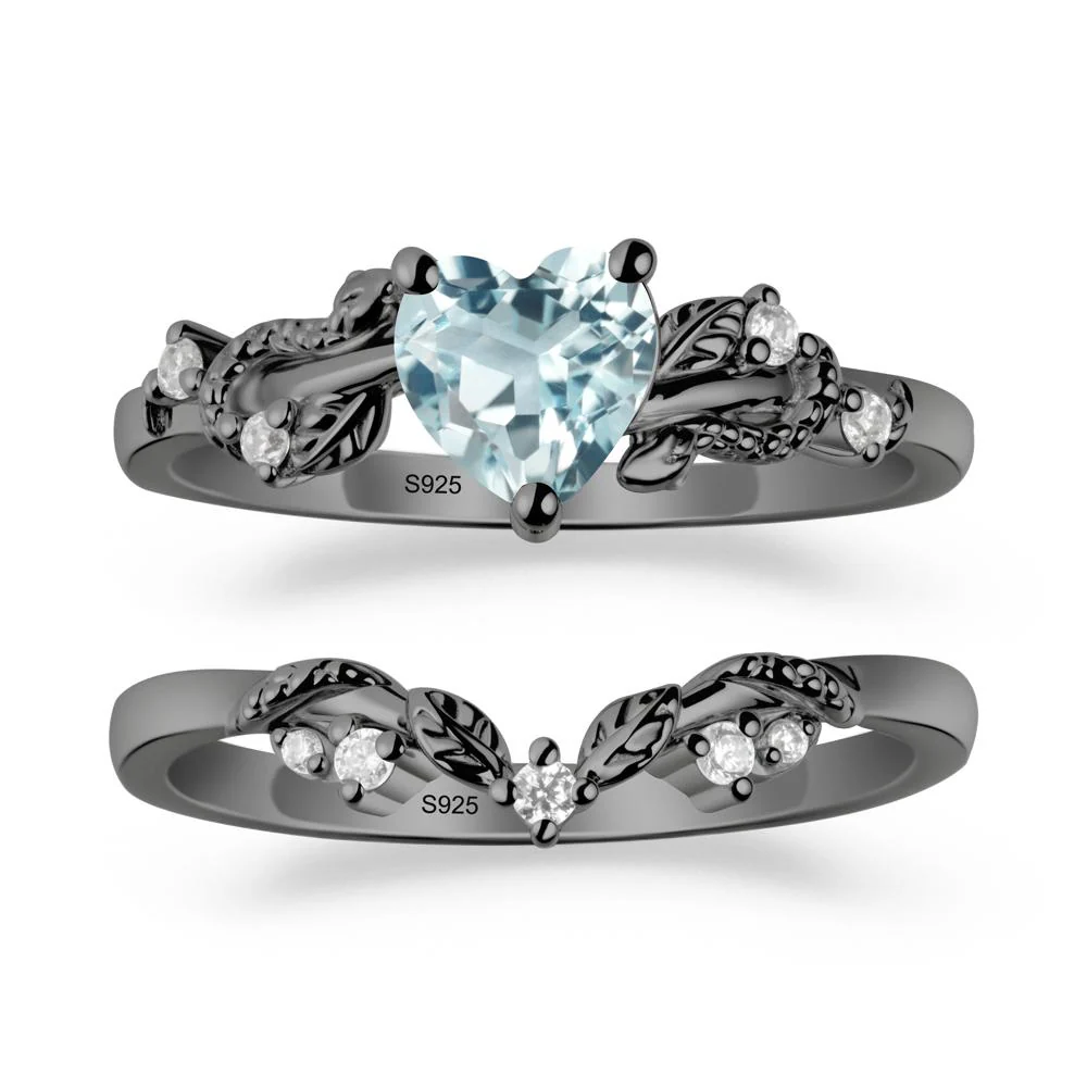 Snake Inspire Aquamarine Wedding Ring Set - Image 7