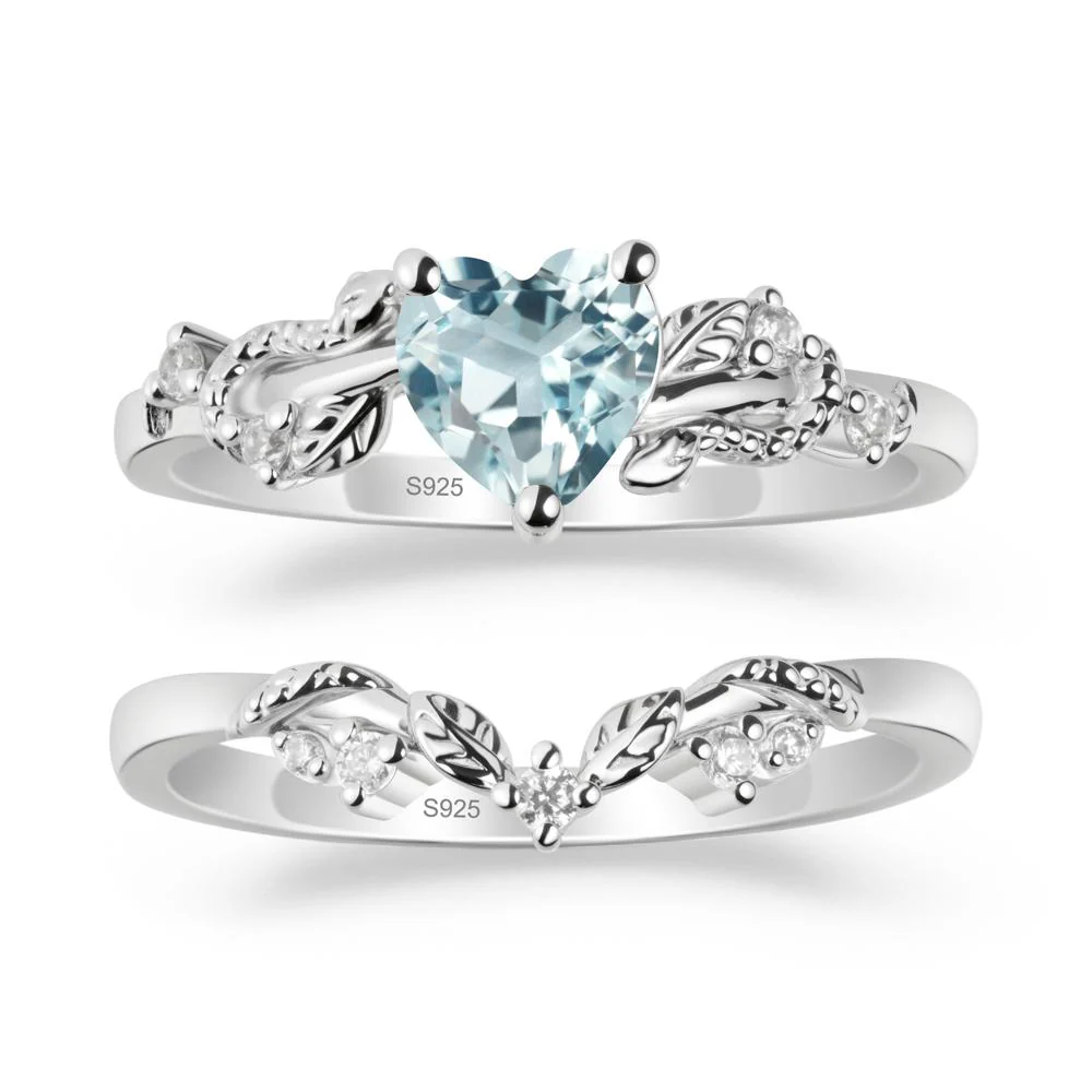 Snake Inspire Aquamarine Wedding Ring Set - Image 9