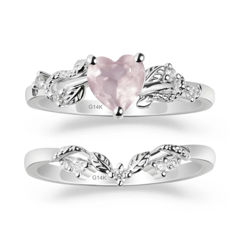Snake Inspire Rose Quartz Wedding Ring Set - Image 2