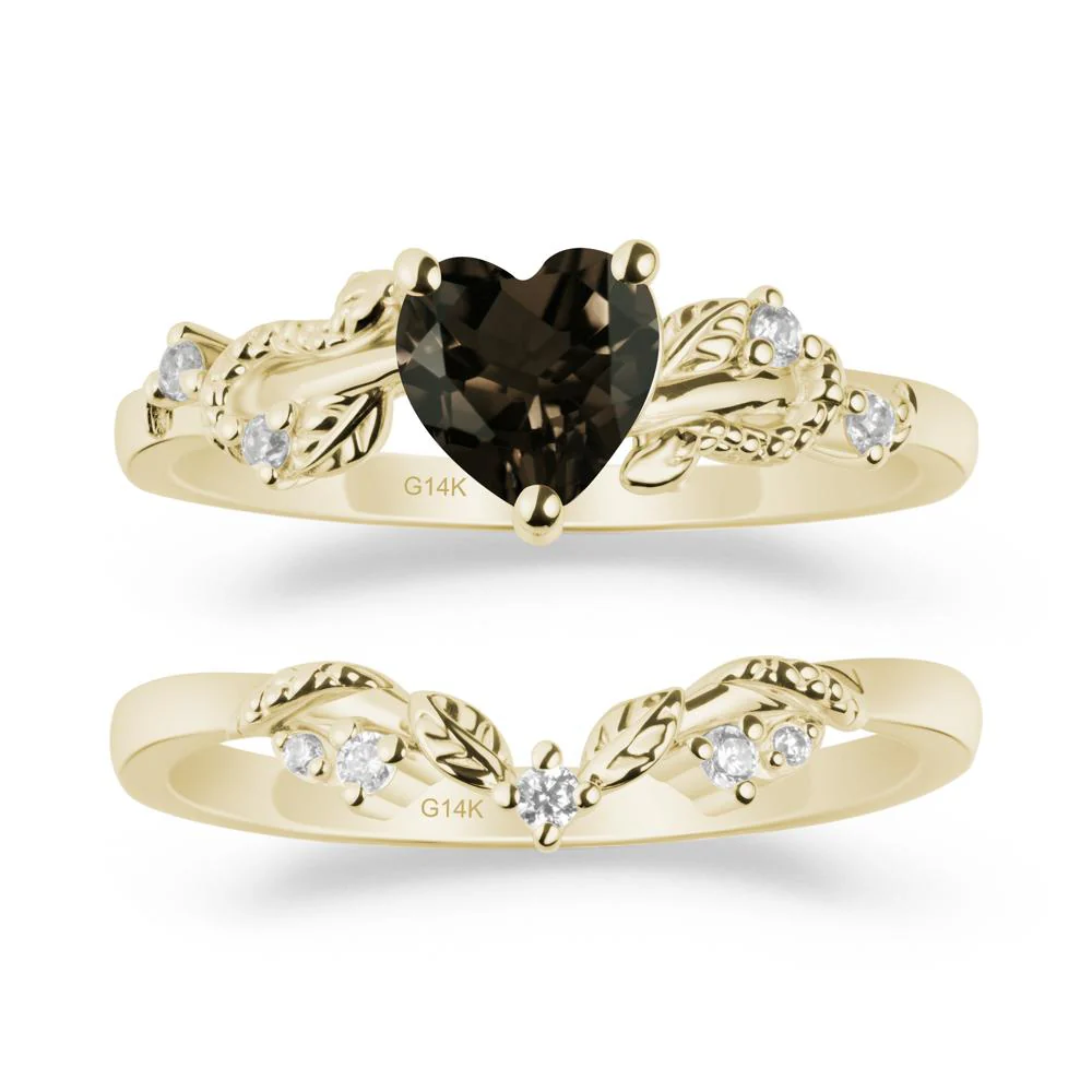 Snake Inspire Smoky Quartz Wedding Ring Set - Image 3