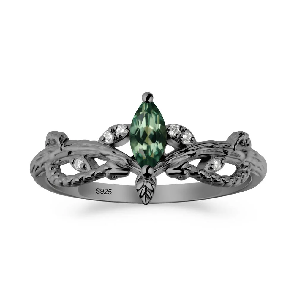 Snake Inspired Marquise Green Sapphire Ring