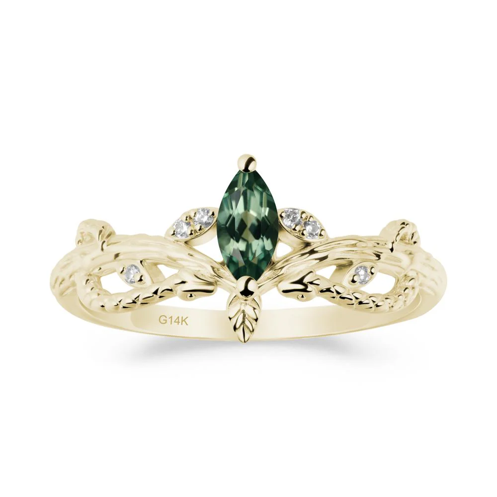 Snake Inspired Marquise Green Sapphire Ring - Image 4