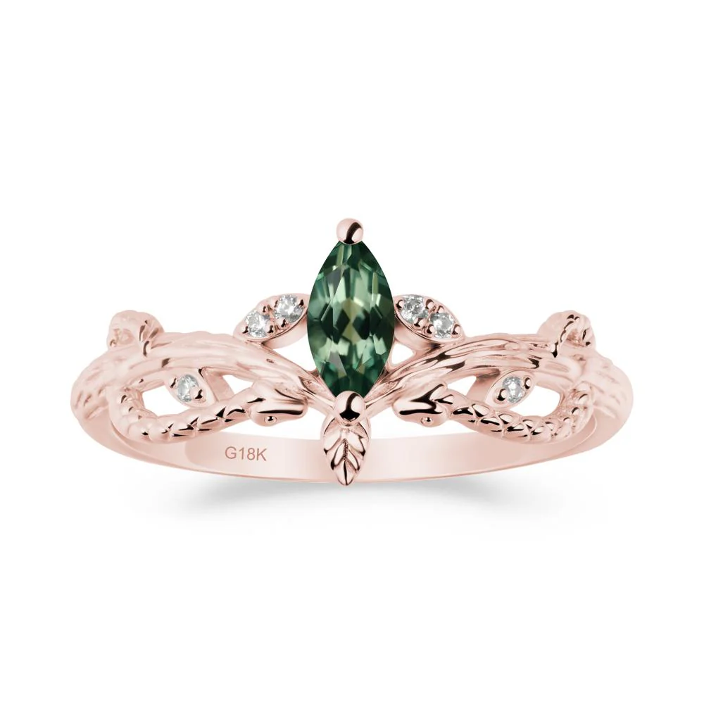 Snake Inspired Marquise Green Sapphire Ring - Image 5