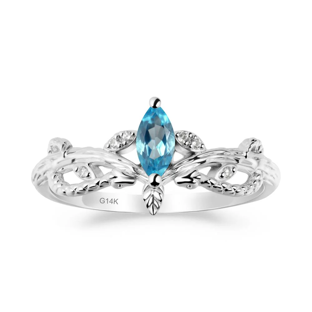 Snake Inspired Marquise Swiss Blue Topaz Ring - Image 3